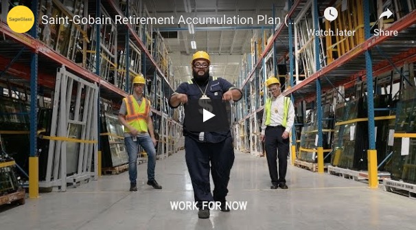 A still frame from the Saint-Gobain Retirement Accumulation Plan (RAP) music video